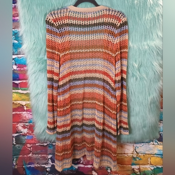 No boundaries Brown Rust Multiple Color Open Front Knit Long Sleeve Cardigan L - Picture 4 of 8